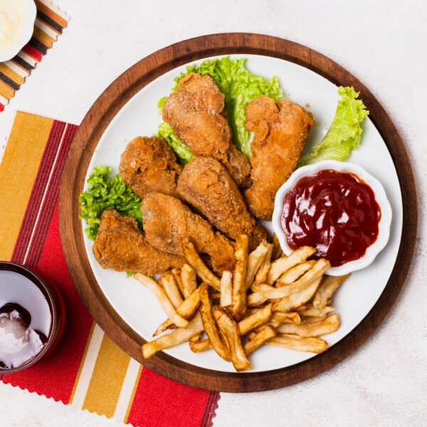 6 Pc Bone-In-Wings W/ Fires