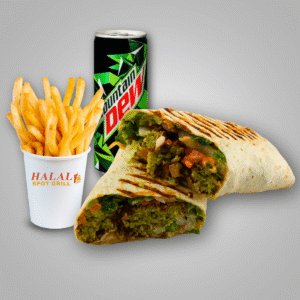 Falafel Wrap w/Fries & Soda